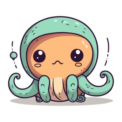 Octopus character design. Cute kawaii cartoon vector illustratio