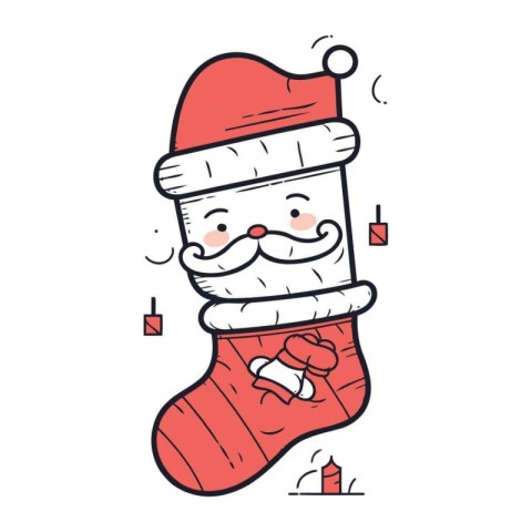 Santa Claus in a sock. Vector illustration of a Santa Claus.