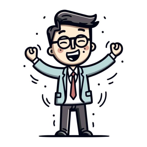 Businessman Celebrating   Cartoon Vector Illustration