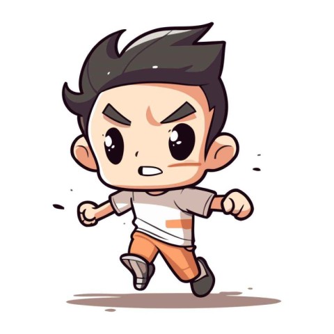 Angry boy running   Cartoon Vector Illustration