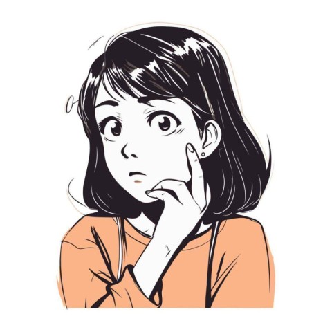 Illustration of a young woman with a worried expression on her f