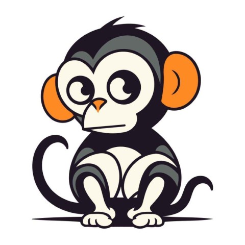 Cute cartoon monkey isolated on a white background. Vector illus