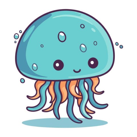 Cartoon jellyfish. Vector illustration of a cute cartoon jellyfi