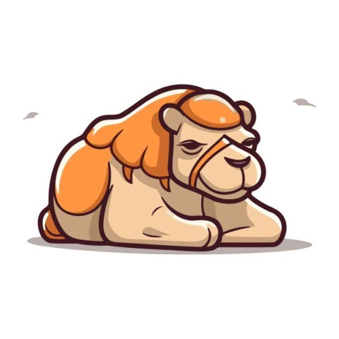 Cute camel lying on the ground. Vector illustration isolated on