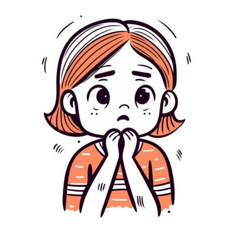 Crying little girl. Vector illustration in doodle style.