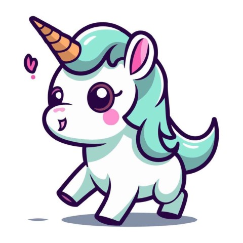 Cute cartoon unicorn isolated on a white background. Vector illu