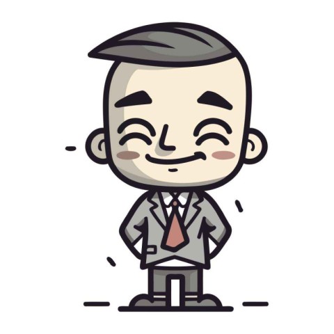 Cartoon Businessman Smiling Face Expression Vector Illustration