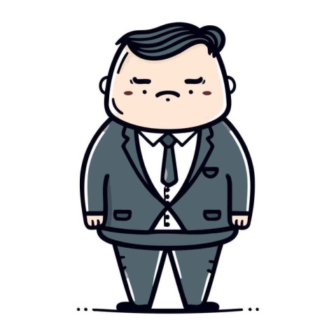 Sad Businessman Wearing Suit   Retro Cartoon Vector Illustration