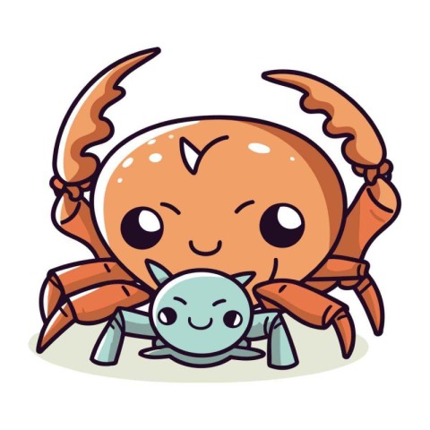 Crab cartoon character. Vector illustration of a cute crab chara