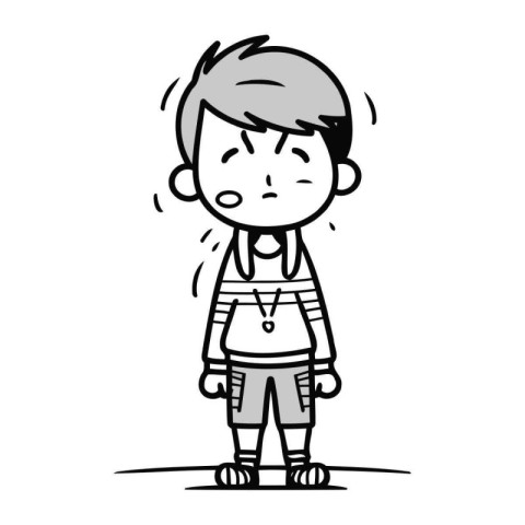 Illustration of a little boy with a sad expression on his face