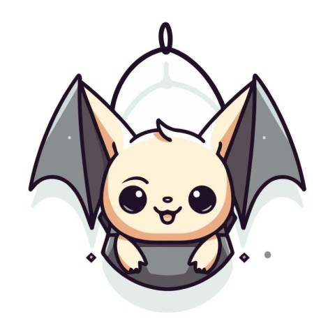 Cute cartoon bat. Vector illustration. Isolated on white backgro