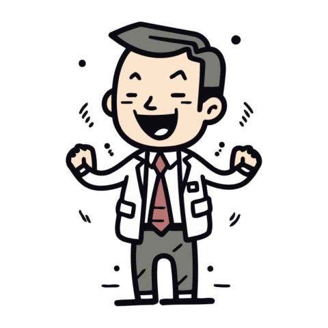 Happy Businessman   Cartoon Vector Illustration of Successful Bu