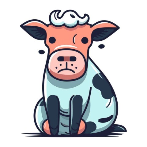 Cute cartoon cow isolated on a white background. Vector illustra