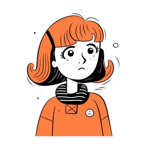 Vector illustration of a girl with a sad face. Cartoon character