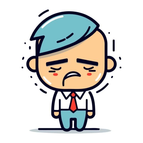 Sad businessman cartoon character. Vector illustration. Business