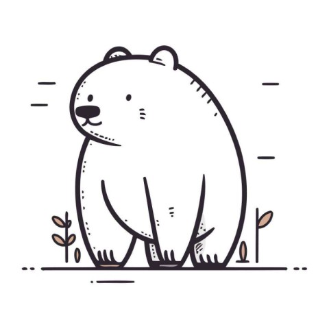 Polar bear. Cute cartoon animal character. Vector illustration.