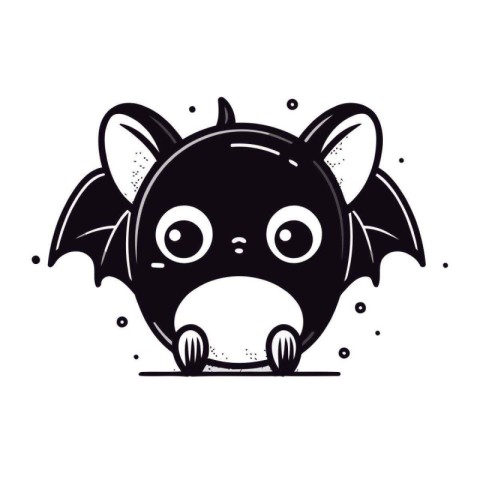 Cute cartoon bat. Vector illustration isolated on a white backgr