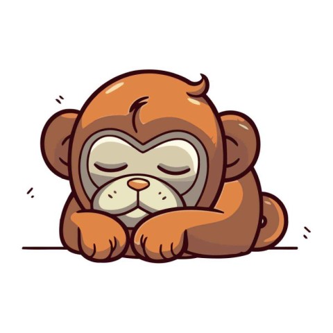 Cute cartoon monkey. Vector illustration isolated on a white bac