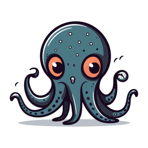 Octopus cartoon character. Vector illustration isolated on a whi