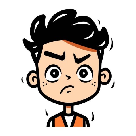 Sad boy cartoon vector illustration. Isolated on a white backgro