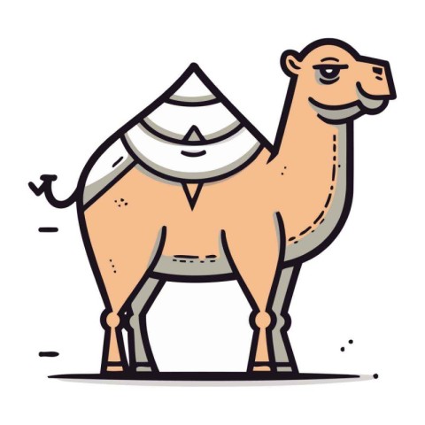 Cute camel cartoon character. Vector illustration of a cute came