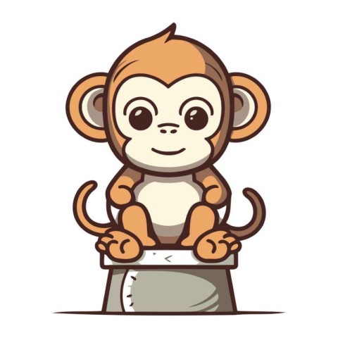 Cute cartoon monkey. Vector illustration isolated on a white bac