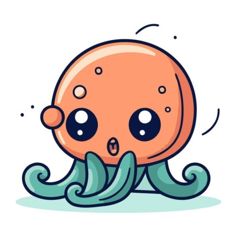 Cute cartoon octopus. Vector illustration of cute octopus.