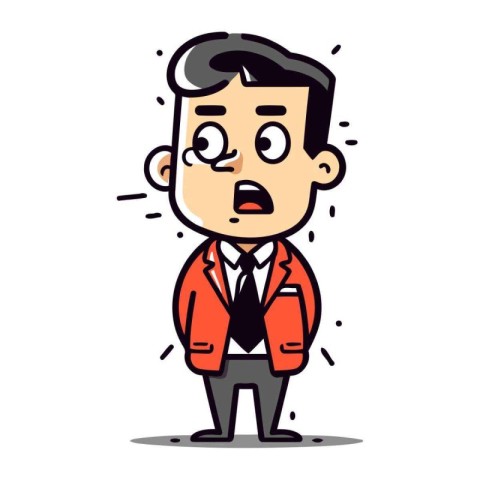 Cartoon businessman feeling sad. Vector illustration in a flat s