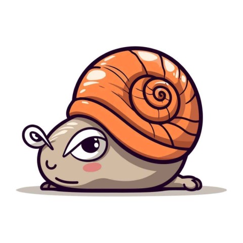 Cute little snail in a hat. Vector illustration isolated on whit