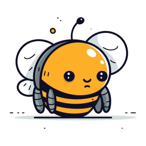 Cute cartoon bee. Vector illustration. Isolated on white backgro