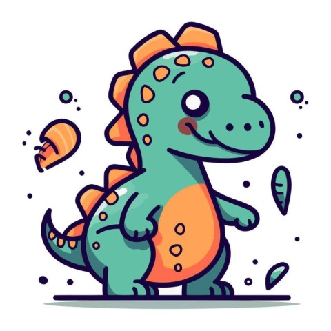 Cute cartoon dinosaur vector illustration. Cute stegosaurus char