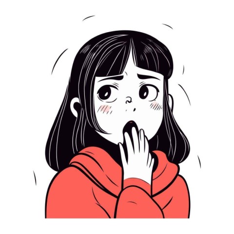 Illustration of a girl with a scared expression on her face.