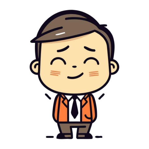 Smiling Businessman Wearing Suit   Vector Cartoon Character Illu