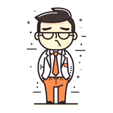 Businessman with glasses and tie. Vector illustration in line st