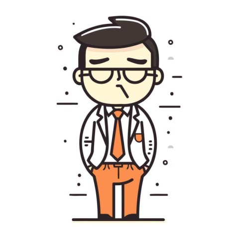 Businessman with glasses and tie. Vector illustration in line st