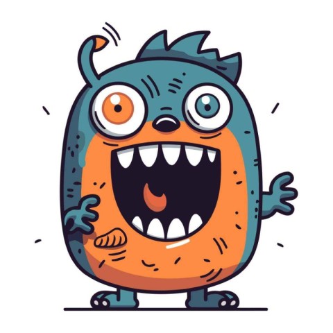 Funny cartoon monster with big eyes. Vector illustration of mons