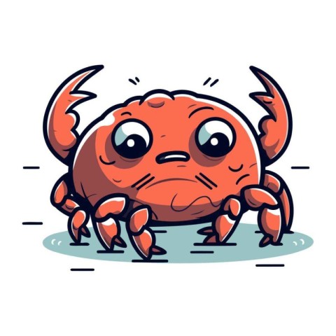 Cute cartoon crab. Vector illustration. Isolated on white backgr