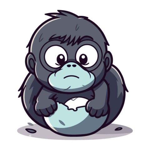 illustration of a sad gorilla on a white background. vector illu