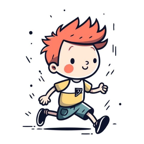 Running boy. Vector illustration. Cute cartoon character. Boy ru