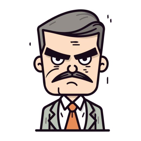 Angry boss   Cartoon Vector Illustration. Sticker. Label