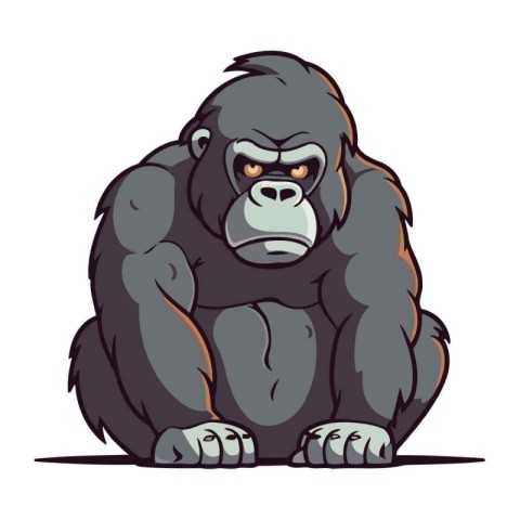 Vector illustration of gorilla. Isolated on white background. Ca