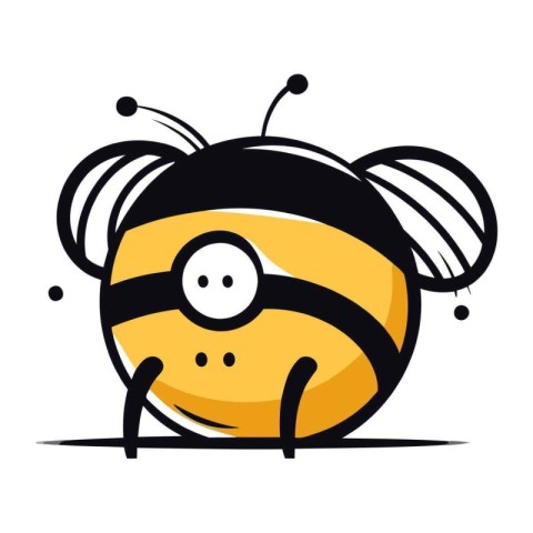 Cute cartoon bee isolated on a white background. Vector illustra