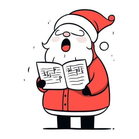 Cartoon Santa Claus reading a book. Vector illustration of Santa