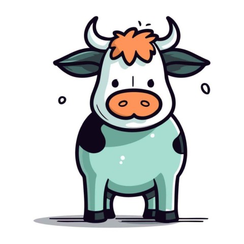 Illustration of a Cute Cartoon Cow. Vector Illustration.