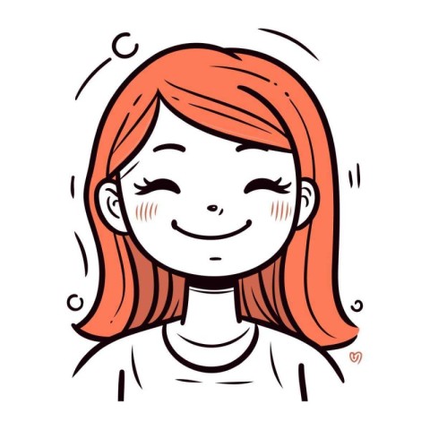 Vector illustration of a cute girl with red hair and freckles