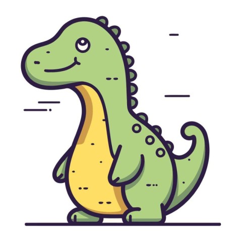 Cute cartoon dinosaur. Vector illustration in line art style. Is