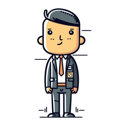 Smiling Businessman Wearing Suit   Vector Cartoon Character Illu