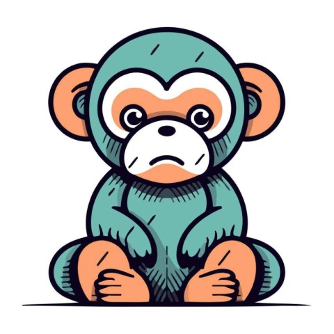 Monkey. Vector illustration. Isolated on a white background.