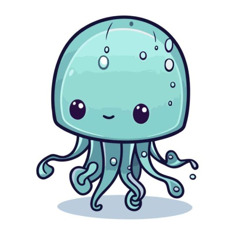 Cute cartoon jellyfish. Vector illustration of cute jellyfish.