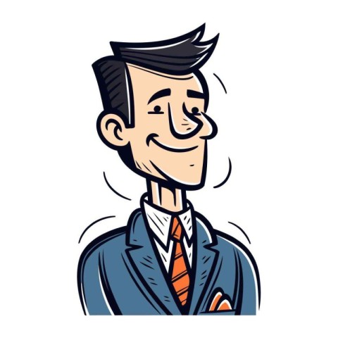 Smiling man in business suit. Vector illustration in cartoon sty